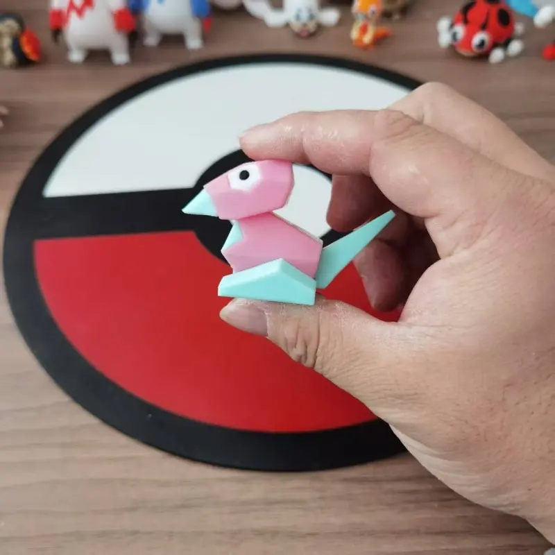 Anime Pokemon Porygon Proportion World 1:20 Diy 3D Printing Cartoon Action Figure Model Desktop Decoration Statue Birthday gift