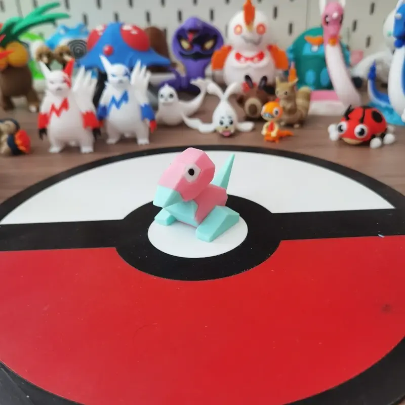Anime Pokemon Porygon Proportion World 1:20 Diy 3D Printing Cartoon Action Figure Model Desktop Decoration Statue Birthday gift