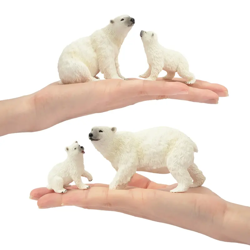 6Pcs Simulation Polar Bear Animal Model Toy Mini Figures Dolls Action Figurines Toys for Children Set Gift Cake Decoration