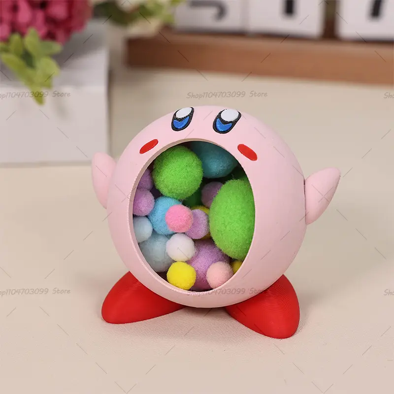 3D Printed Kirby Figures Pink Kirby Storage Box Cute Anime Figure Doll Model Toy Desktop Storage Birthday Gifts