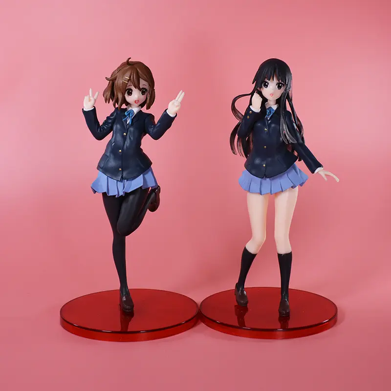 20cm K-ON！、K-ON！ Anime Figures Hirasawa Yui Akiyama Mio Uniforms Beautiful Girl Kawaii Action Figure PVC Model Doll Gift Toys