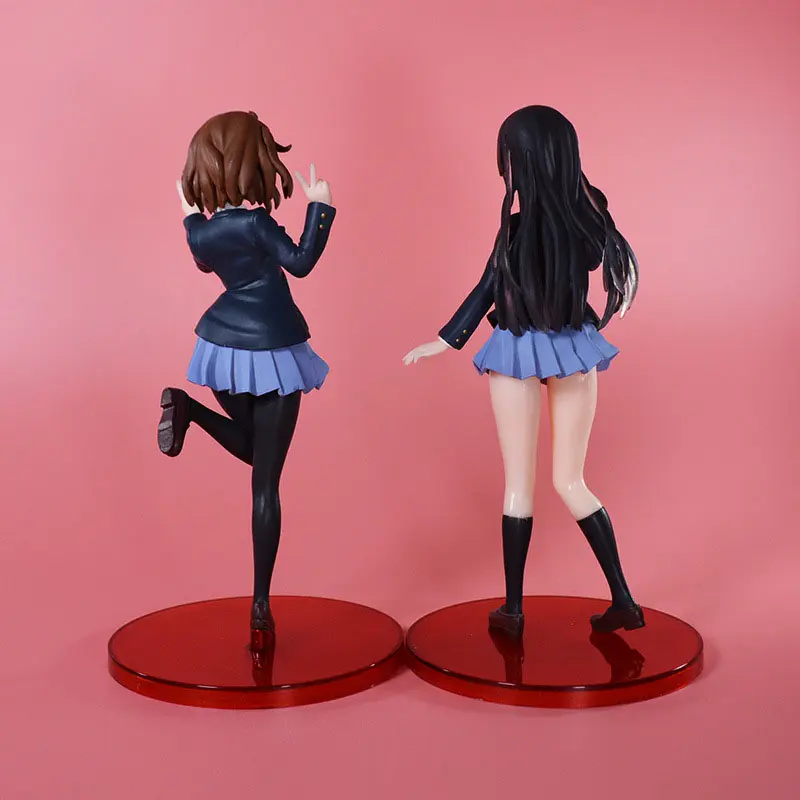 20cm K-ON！、K-ON！ Anime Figures Hirasawa Yui Akiyama Mio Uniforms Beautiful Girl Kawaii Action Figure PVC Model Doll Gift Toys