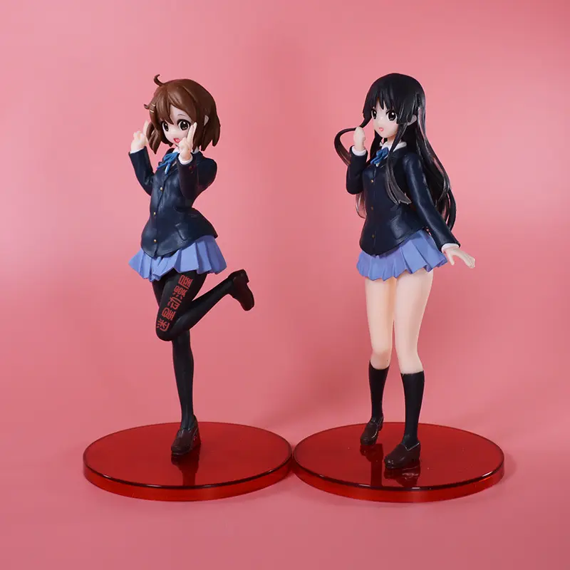 20cm K-ON！、K-ON！ Anime Figures Hirasawa Yui Akiyama Mio Uniforms Beautiful Girl Kawaii Action Figure PVC Model Doll Gift Toys