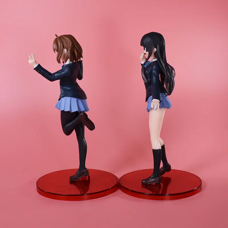 20cm K-ON！、K-ON！ Anime Figures Hirasawa Yui Akiyama Mio Uniforms Beautiful Girl Kawaii Action Figure PVC Model Doll Gift Toys