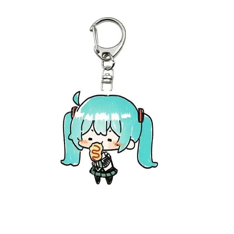 Kawaii Hatsune Miku 5cm Acrylic Keychain Figure Accessories Anime Cartoon Cute Girly Heart Bag Pendant Charm Keyring Gifts Toys