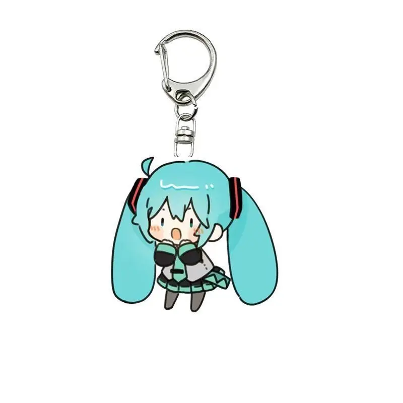 Kawaii Hatsune Miku 5cm Acrylic Keychain Figure Accessories Anime Cartoon Cute Girly Heart Bag Pendant Charm Keyring Gifts Toys