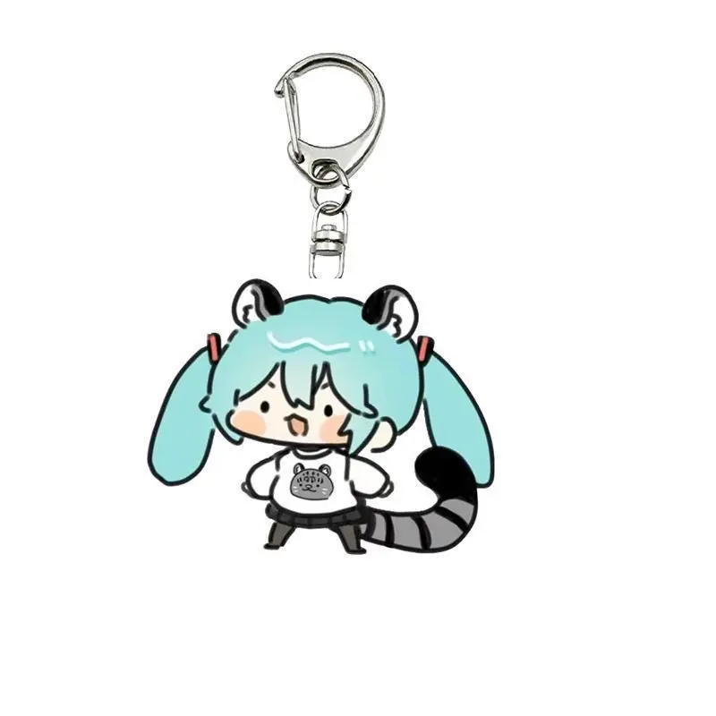 Kawaii Hatsune Miku 5cm Acrylic Keychain Figure Accessories Anime Cartoon Cute Girly Heart Bag Pendant Charm Keyring Gifts Toys