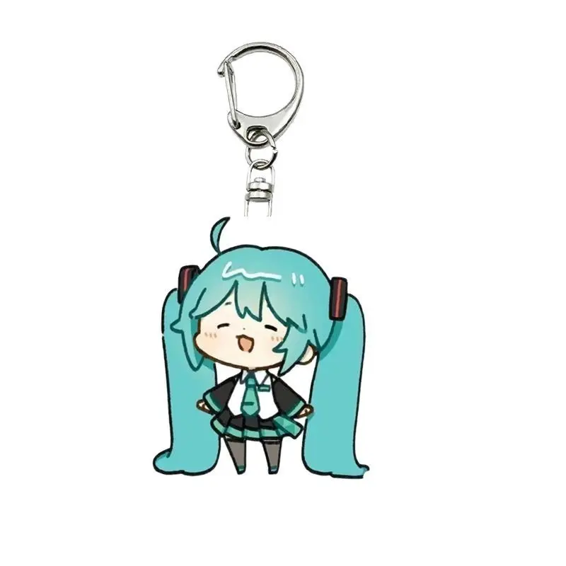 Kawaii Hatsune Miku 5cm Acrylic Keychain Figure Accessories Anime Cartoon Cute Girly Heart Bag Pendant Charm Keyring Gifts Toys