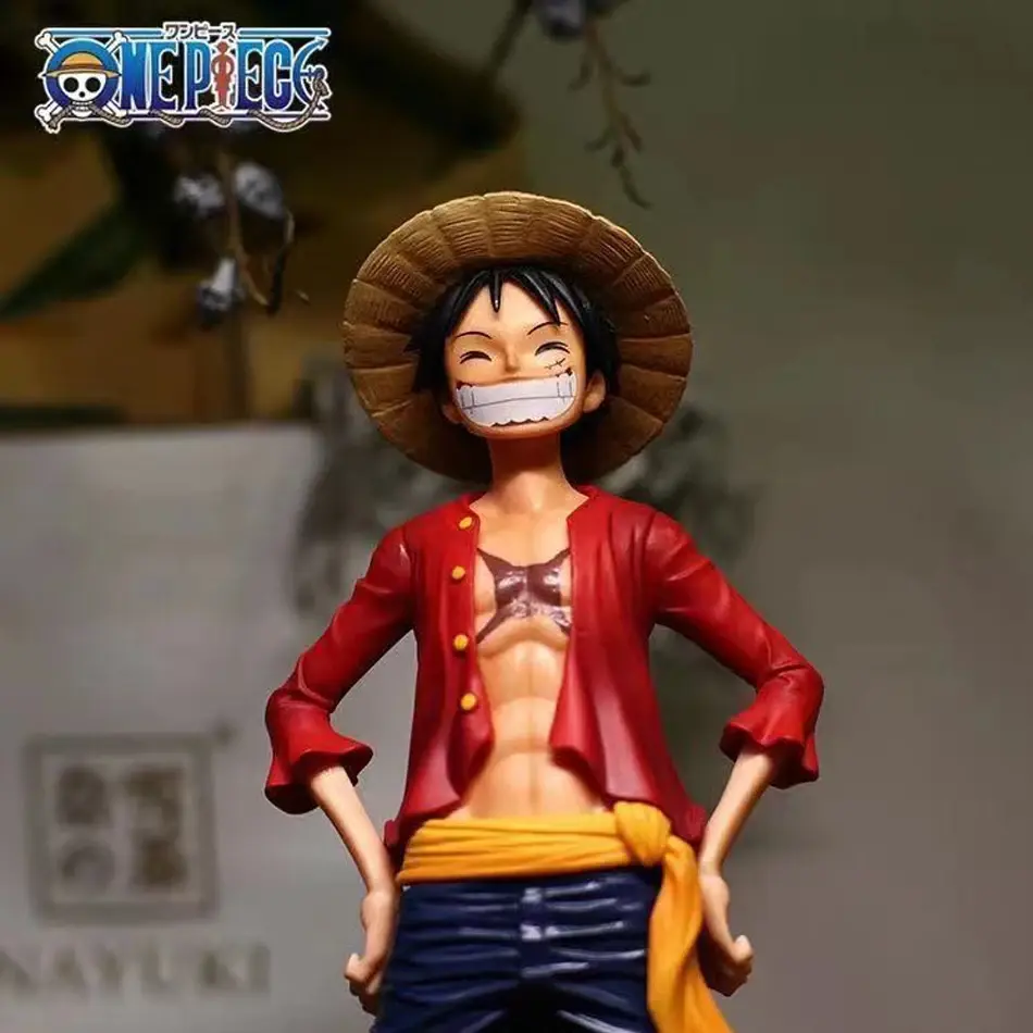 Hot 28cm One Piece Anime Figure Confident Smiley Luffy Three Form Face Changing Doll Action Figurine Model Toys Kits