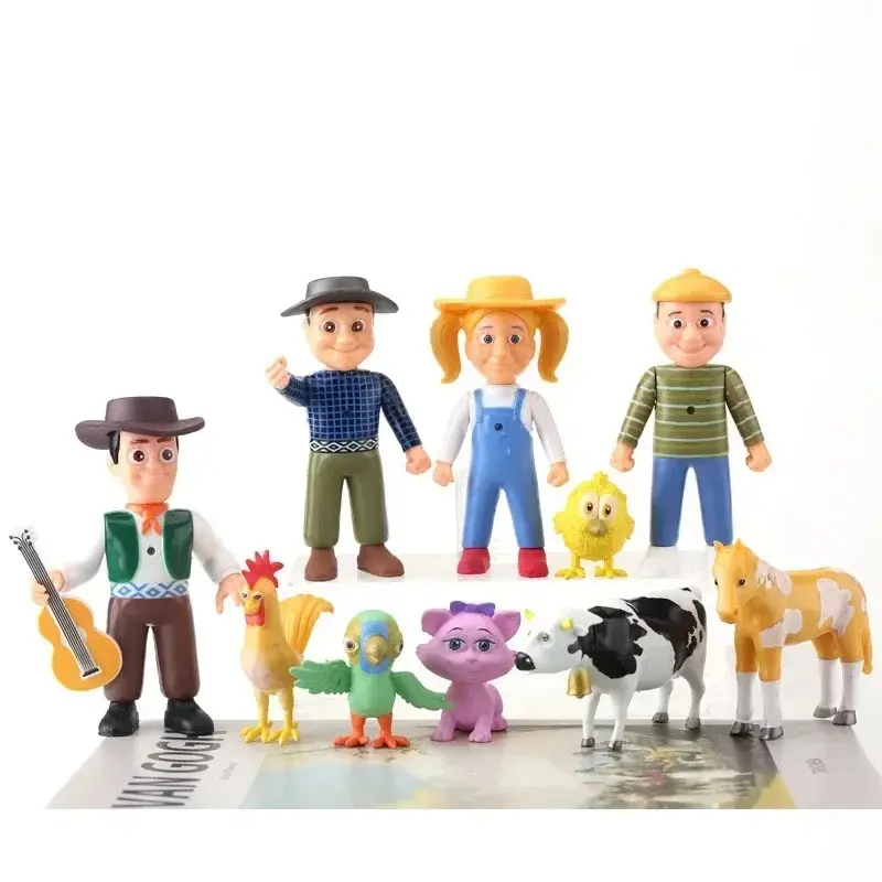 10pcs/set Cute Happy Farm Action Figures La Granja De Zenon Red Barn Barnyard Farm Kids Baby Animals PVC Dolls Set Toy Gifts