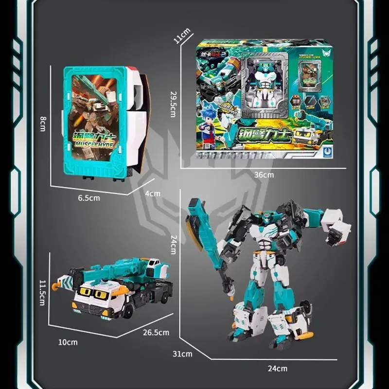 New Metal Cardbot Transforming Car to Robot Action Figures BLUE COP S with Card Transformation Robot Model Toys for Child Gift