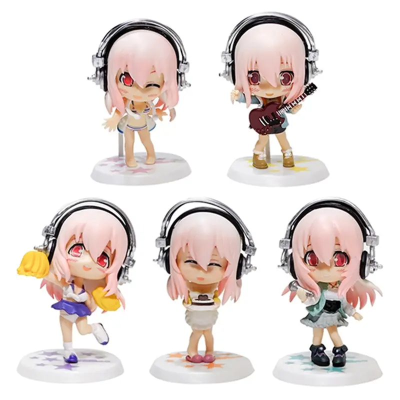 10CM Anime Figure Super Sonico Working Swimsuit Suit Chassis Q Version Model Dolls Gift Collect Boxed Ornament Toys Hobbies