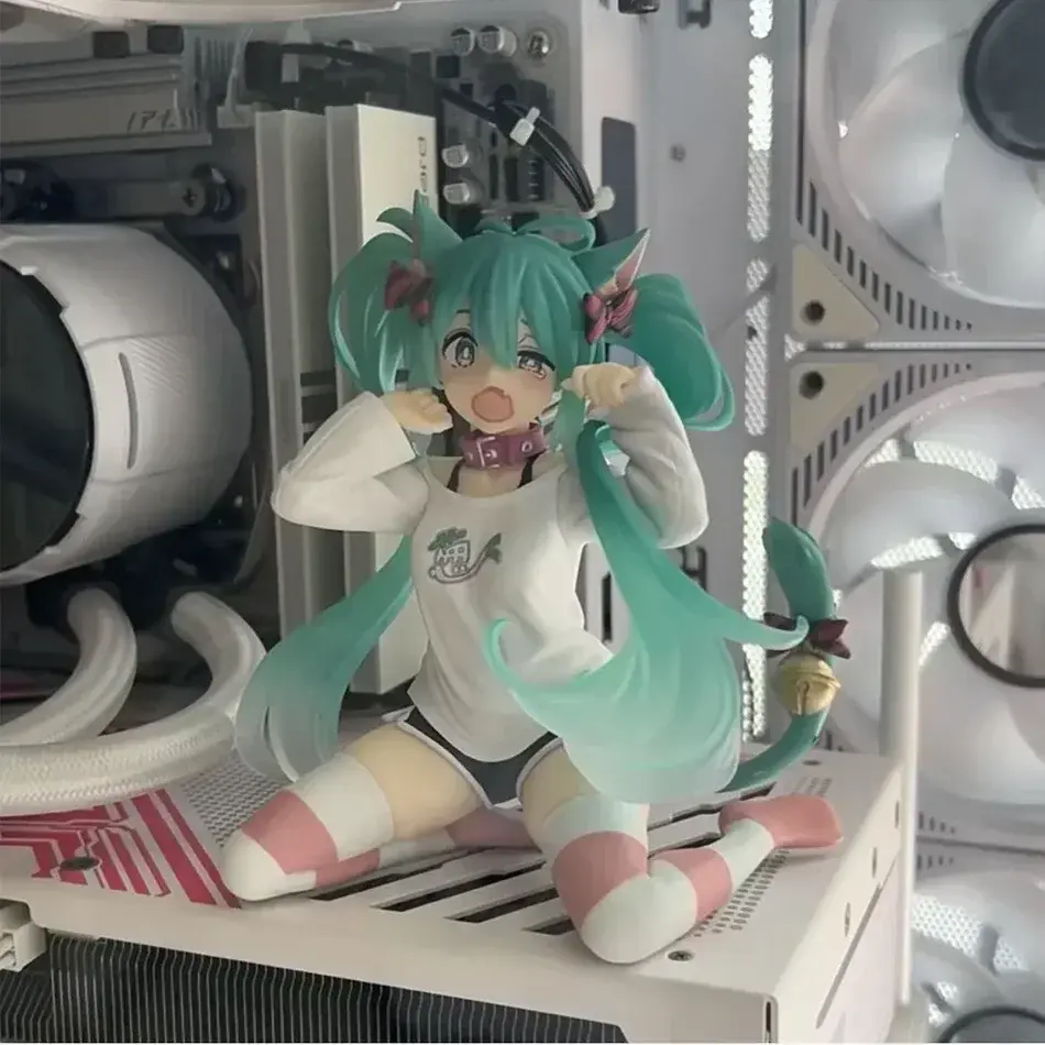 *Hatsune Miku Desktop Cute Action Figure 11cm Neko T-Shirt Ver. Anime Figurine Kawaii Girl Model Toy Gift