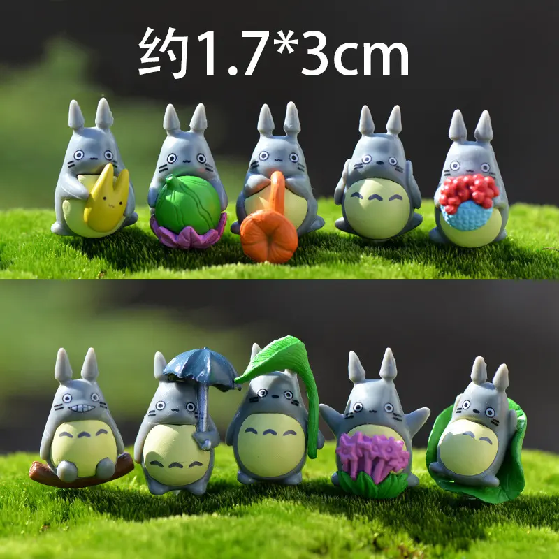 2-5cm Cartoon Totoro Scene Figure Mini Statue Creative Cute Figurine Set Home Garden Fish Tank Car Decoration Ornaments