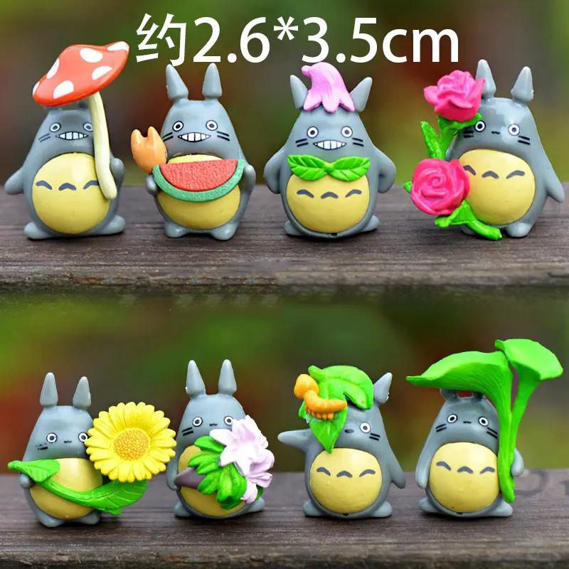 2-5cm Cartoon Totoro Scene Figure Mini Statue Creative Cute Figurine Set Home Garden Fish Tank Car Decoration Ornaments