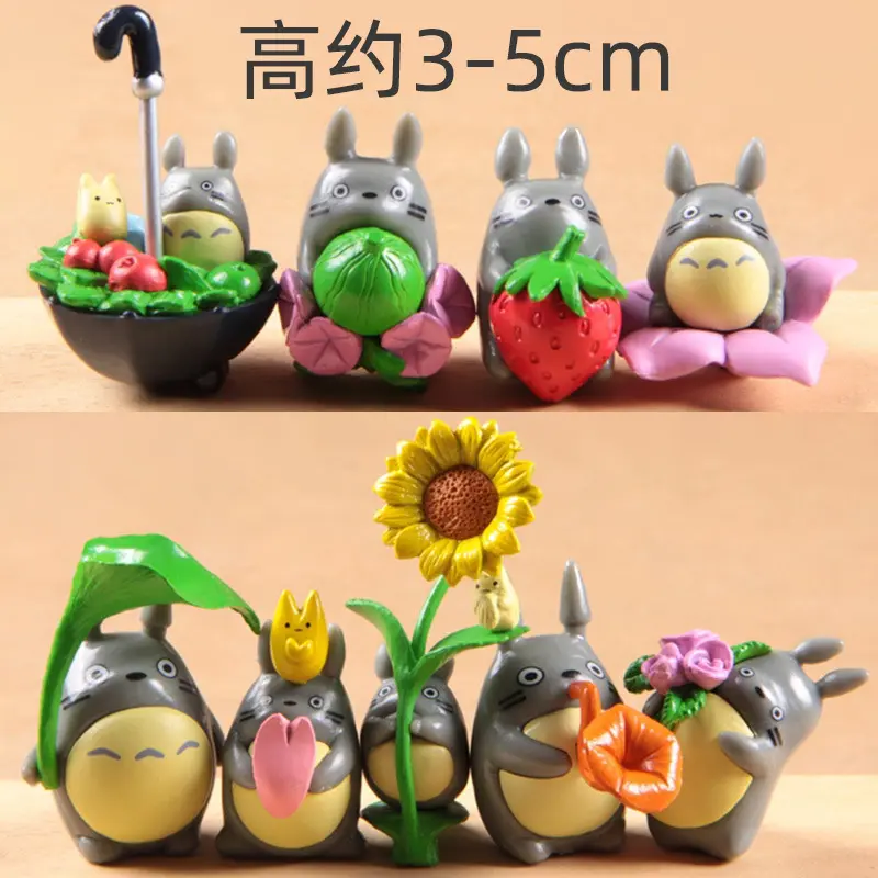 2-5cm Cartoon Totoro Scene Figure Mini Statue Creative Cute Figurine Set Home Garden Fish Tank Car Decoration Ornaments