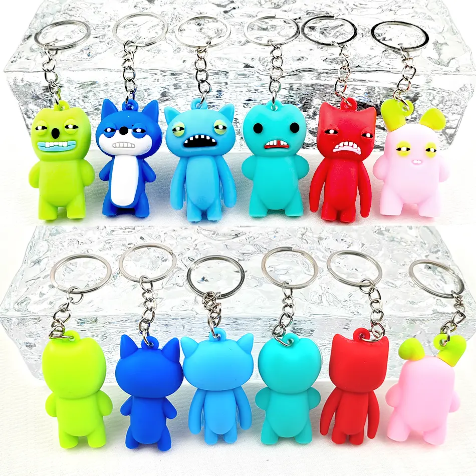 New 6 pcs Fuggleres Keychain Pendant Model Doll Funny Ugly Monster Figure Statue 5.5cm Ornaments Dolls Birthday Gift