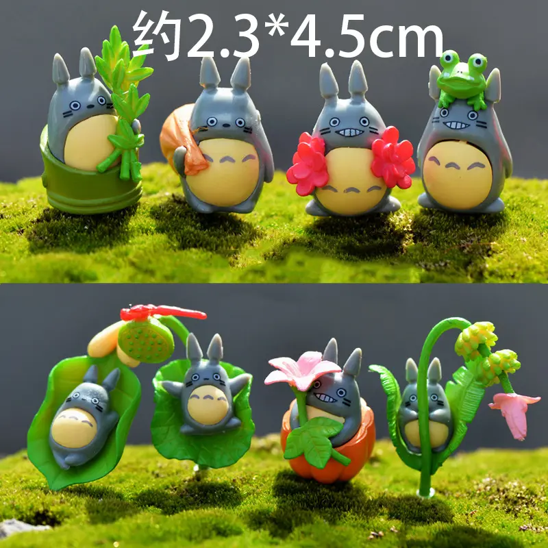 2-5cm Cartoon Totoro Scene Figure Mini Statue Creative Cute Figurine Set Home Garden Fish Tank Car Decoration Ornaments