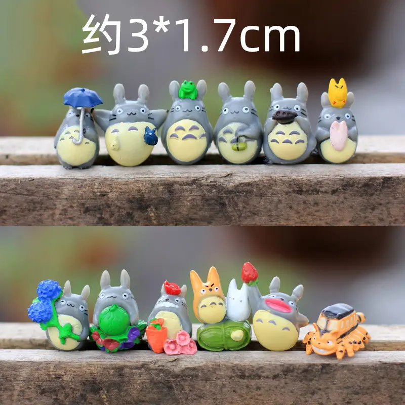 2-5cm Cartoon Totoro Scene Figure Mini Statue Creative Cute Figurine Set Home Garden Fish Tank Car Decoration Ornaments