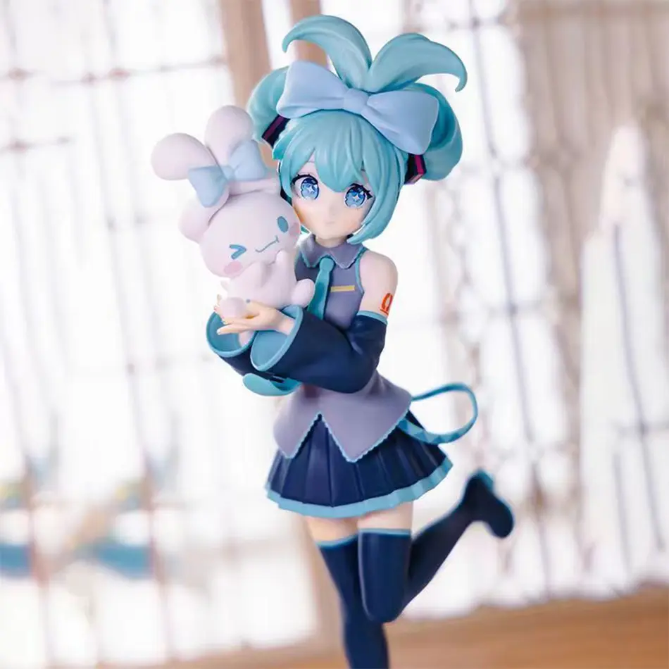 20CM Anime Hatsune Miku X Cinnamoroll Figure Anime Peripheral Collectible Models Decorative Decorations Children Kawaii Gift