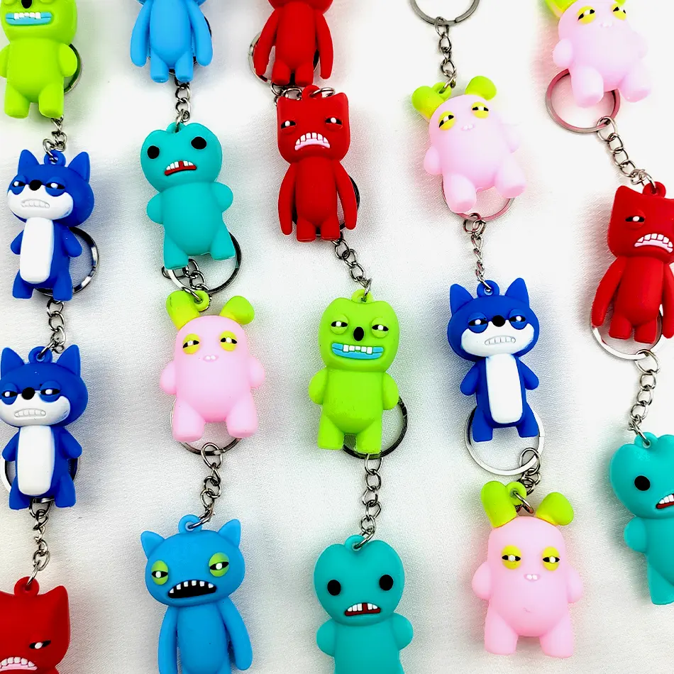 New 6 pcs Fuggleres Keychain Pendant Model Doll Funny Ugly Monster Figure Statue 5.5cm Ornaments Dolls Birthday Gift