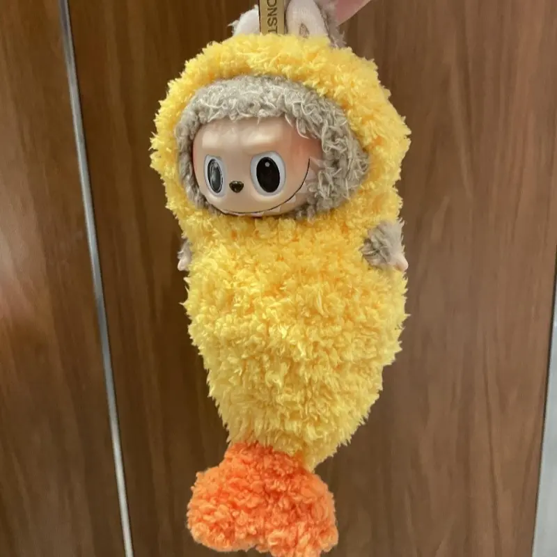 Labubu The Monster Fried Shrimp Costume Tempura Clothes 1:1 Original Replica Vinyl Doll Action Figure Bag Charm Pendant Gift