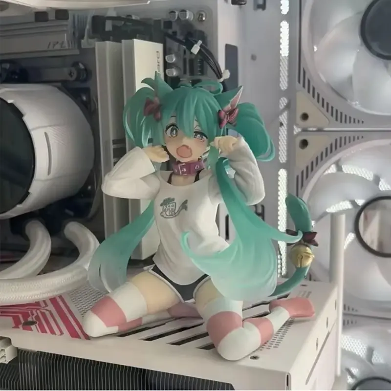 Hatsune Miku Desktop Cute Action Figure 11cm Neko T-Shirt Ver. Anime Figurine Kawaii Girl Model Toy Gift
