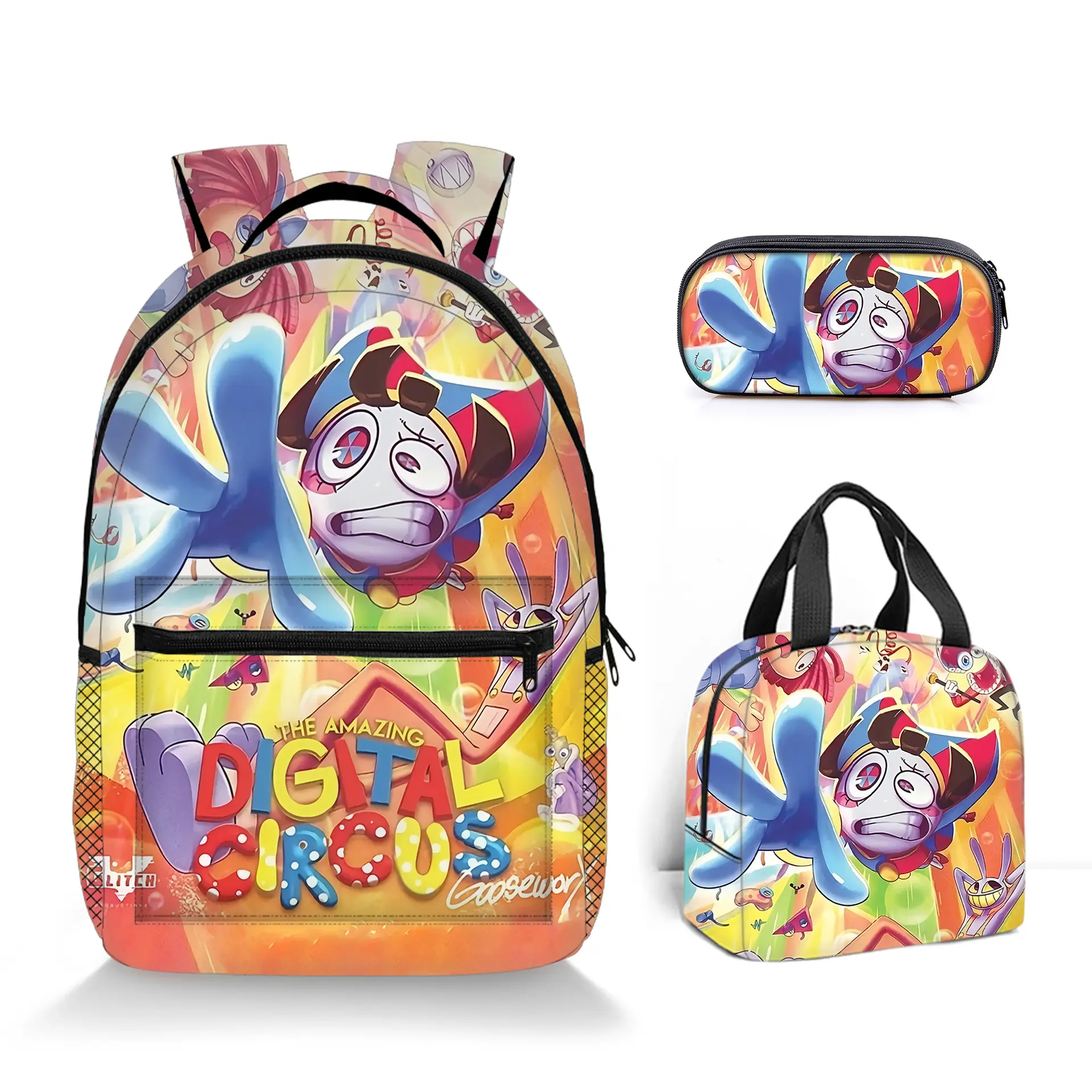 The Amazing Digital Circus Backpack Smiling Critters Cartoon Anime Game School Bag Set Large-Capacity Laptop Mochila Kids Bag