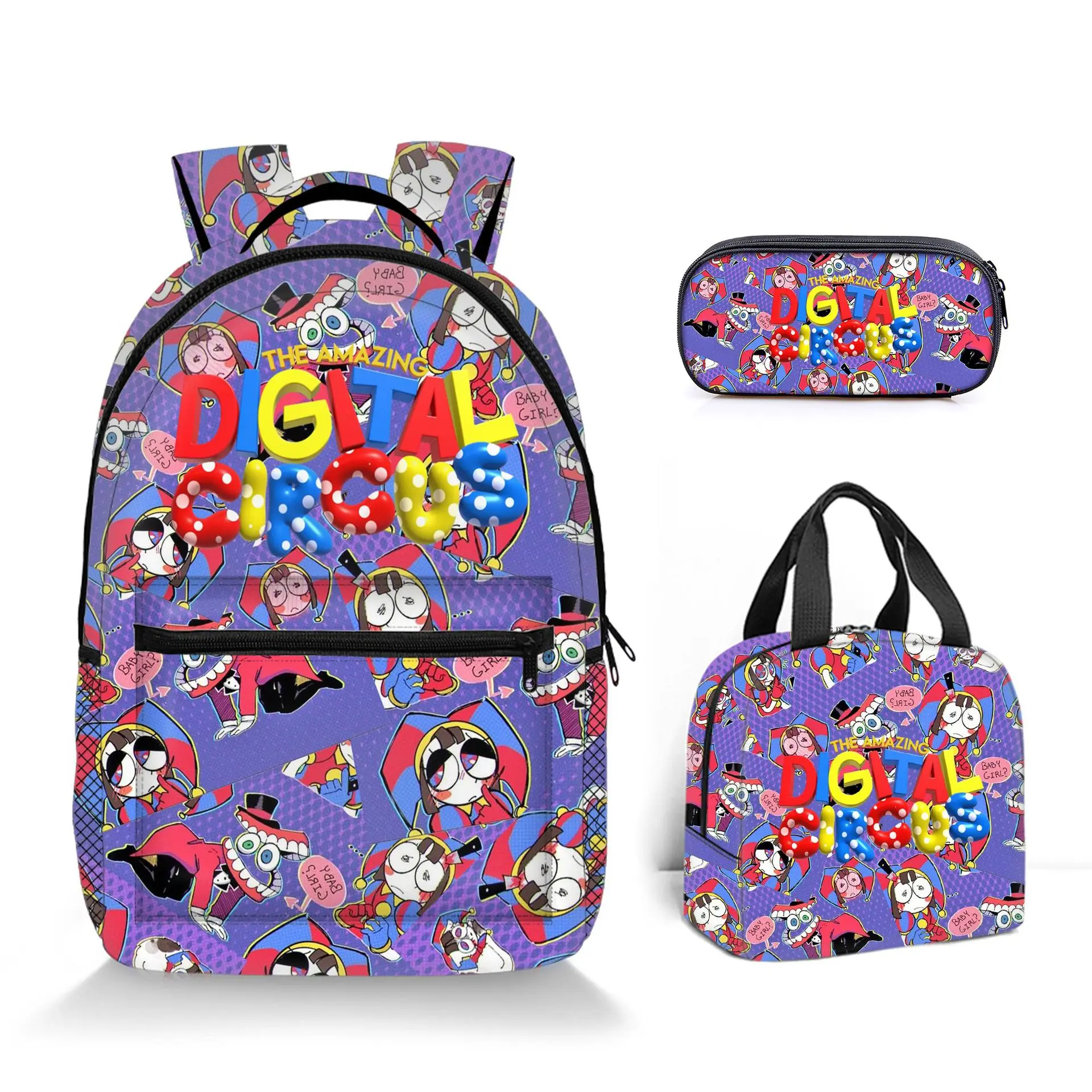The Amazing Digital Circus Backpack Smiling Critters Cartoon Anime Game School Bag Set Large-Capacity Laptop Mochila Kids Bag
