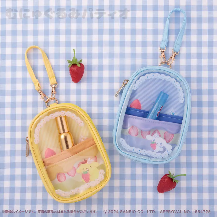 New Sanrio Character Strawberry Kitty Melody Cinnamoroll Makeup Storage Bag Transparent Pvc Bag Decoration Storage Box Kid Gifts