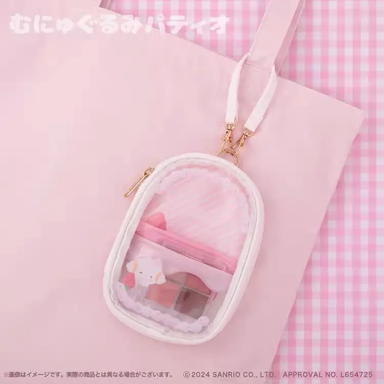 New Sanrio Character Strawberry Kitty Melody Cinnamoroll Makeup Storage Bag Transparent Pvc Bag Decoration Storage Box Kid Gifts