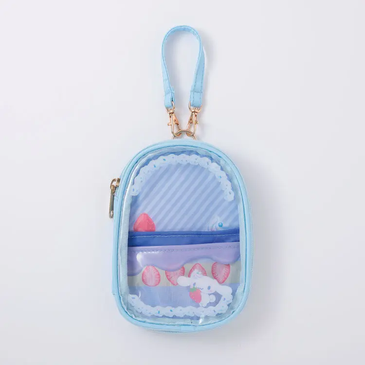 New Sanrio Character Strawberry Kitty Melody Cinnamoroll Makeup Storage Bag Transparent Pvc Bag Decoration Storage Box Kid Gifts