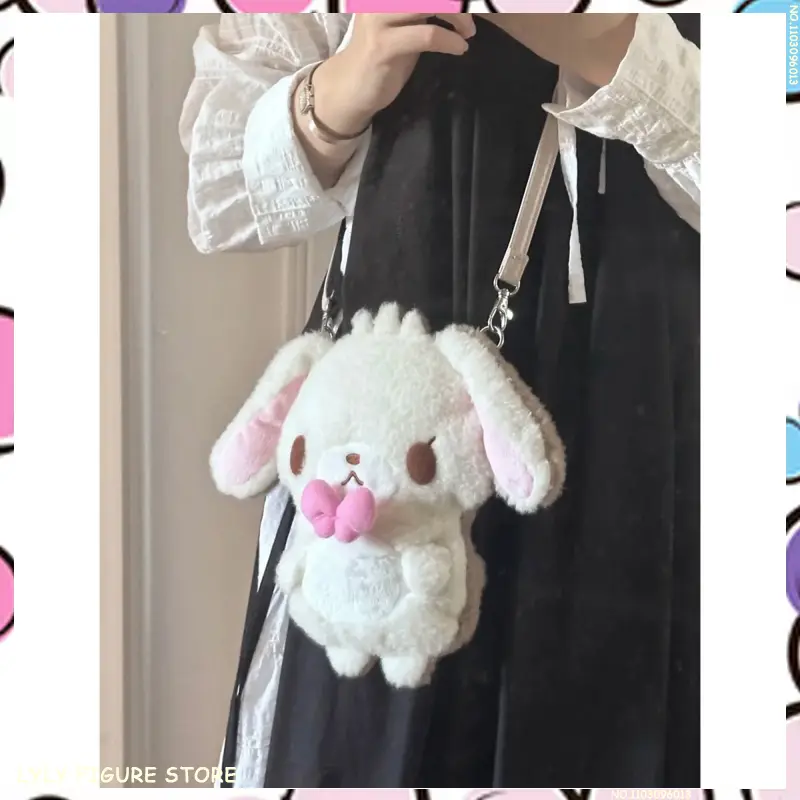 Kawaii Sugarbunnies Plush Two-tone Crossbag Girl's Anime Shirousa White Bunny Pencil Pouch Storage Organizer Bag Birthday Gifts
