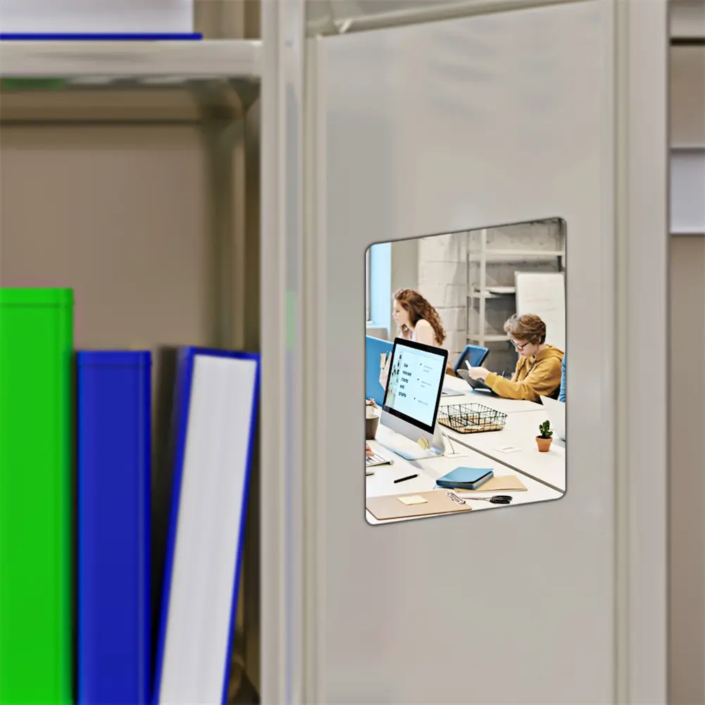 For Bathroom Cabinets Rectangle Magnetic Mirror 5x7in Locker Mirror Bathroom Clear Reflection Frameless Design