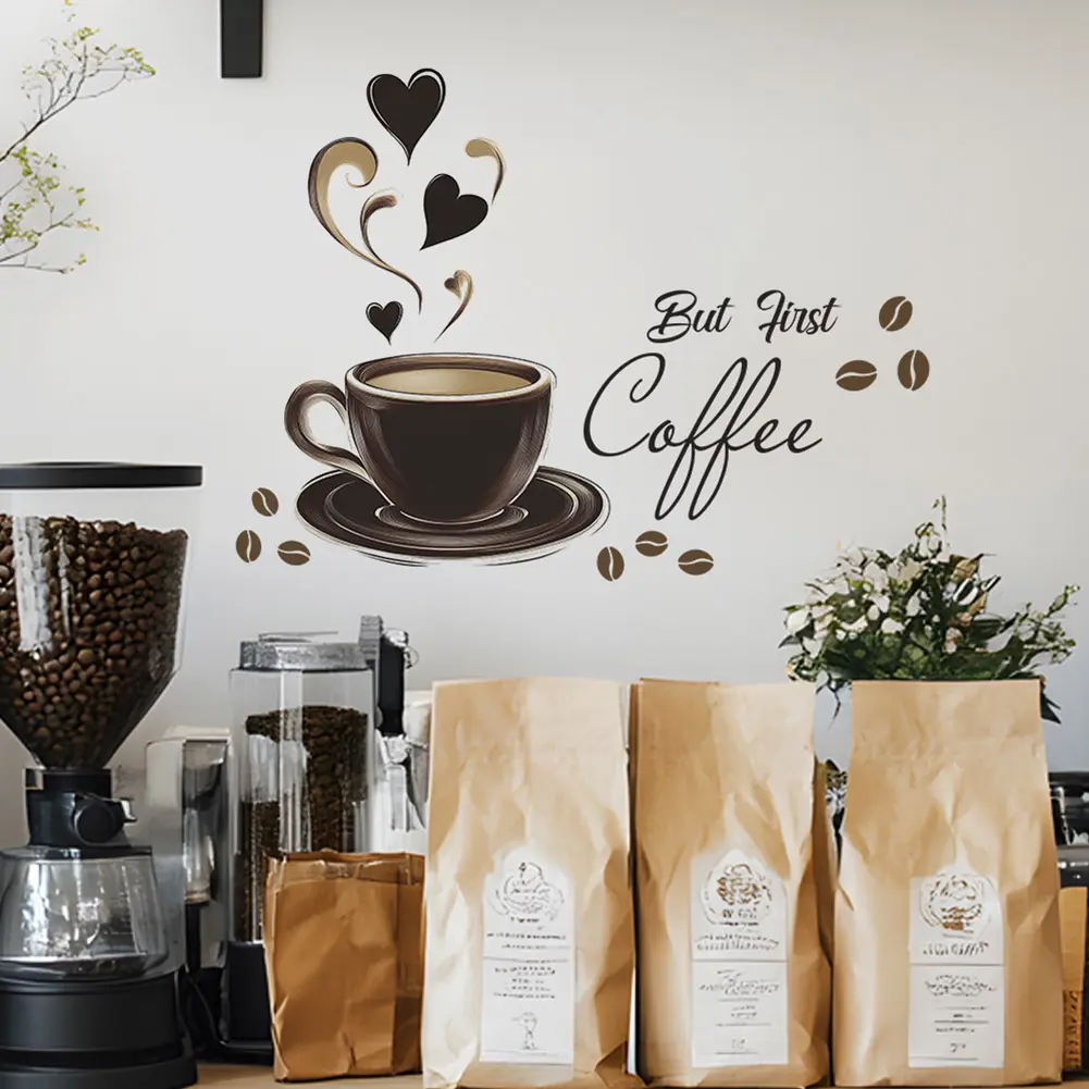 Coffee Nook Decor Coffee Cup Wall Sticker Versatile Home Decor Item Art Caf Home Caf Decoration Playful Kitchen Decor