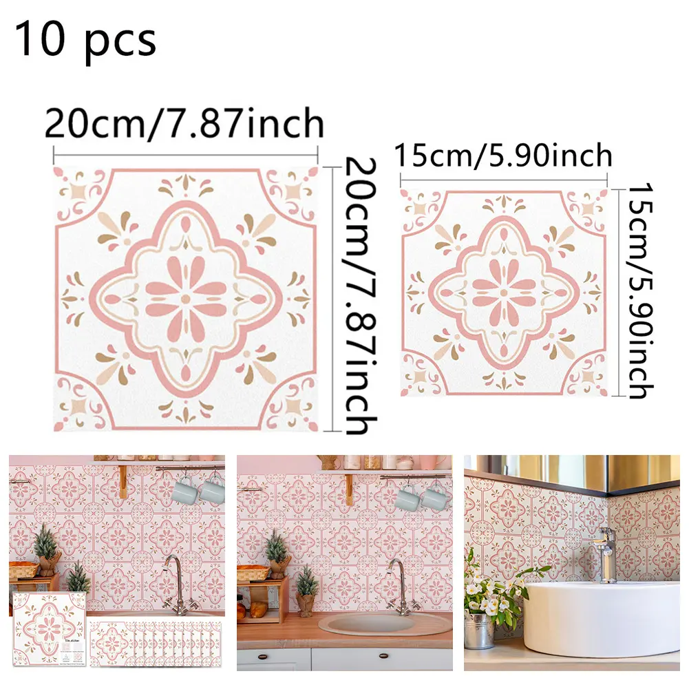 Vintage Charm Stickers Pink Pattern Stickers Home Decor Interior Decoration Exquisite Design Raised Grain Texture