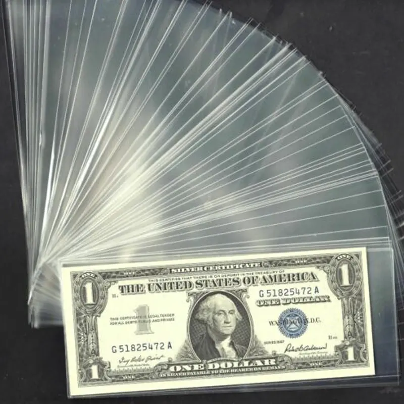 Pocket Paper Money holder Sleeves Collections Protector Polypropylene 80mm*170mm 100pcs With box Case Currency