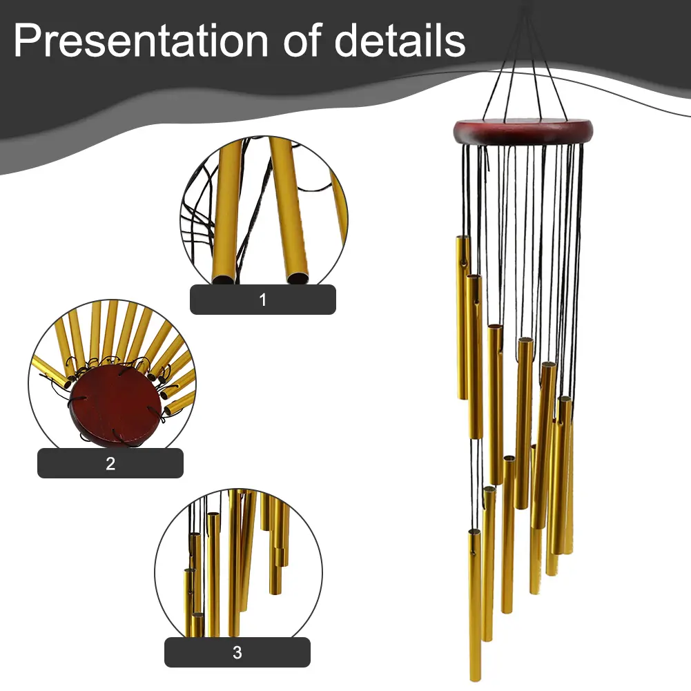 12 Tubes Wind Chime Bells Tubes Garden Home Decoration Hanging Living Room Metal Pipe Outdoor Pendant Decor New Wonderful