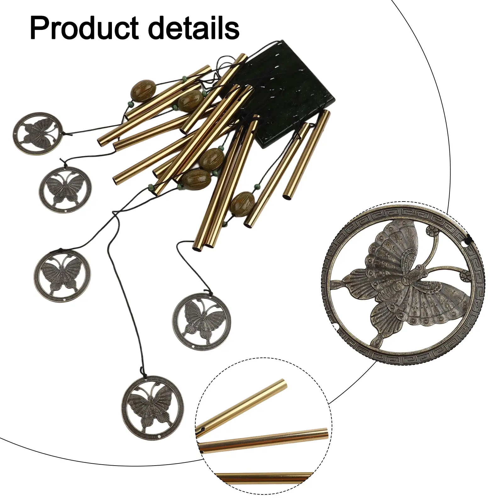 Bell Windchime 60cm Height Chapel Copper Garden Wind Chime Yard 12 Tube 13cm Tube Length Large Metal Beautiful