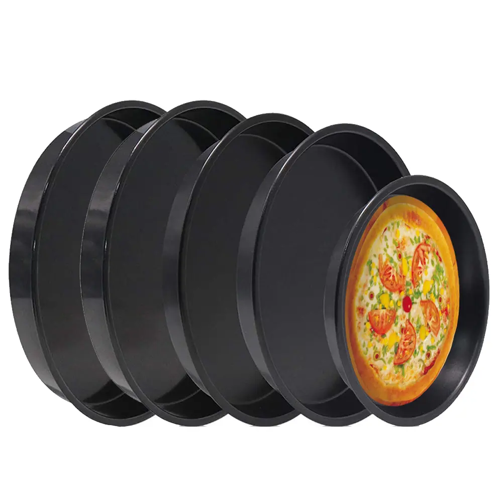Practical Pizza Pan Delicate Non-Stick 6-10In Black Carbon Steel Chip Tray Dish High Quality Microwave Oven Pan