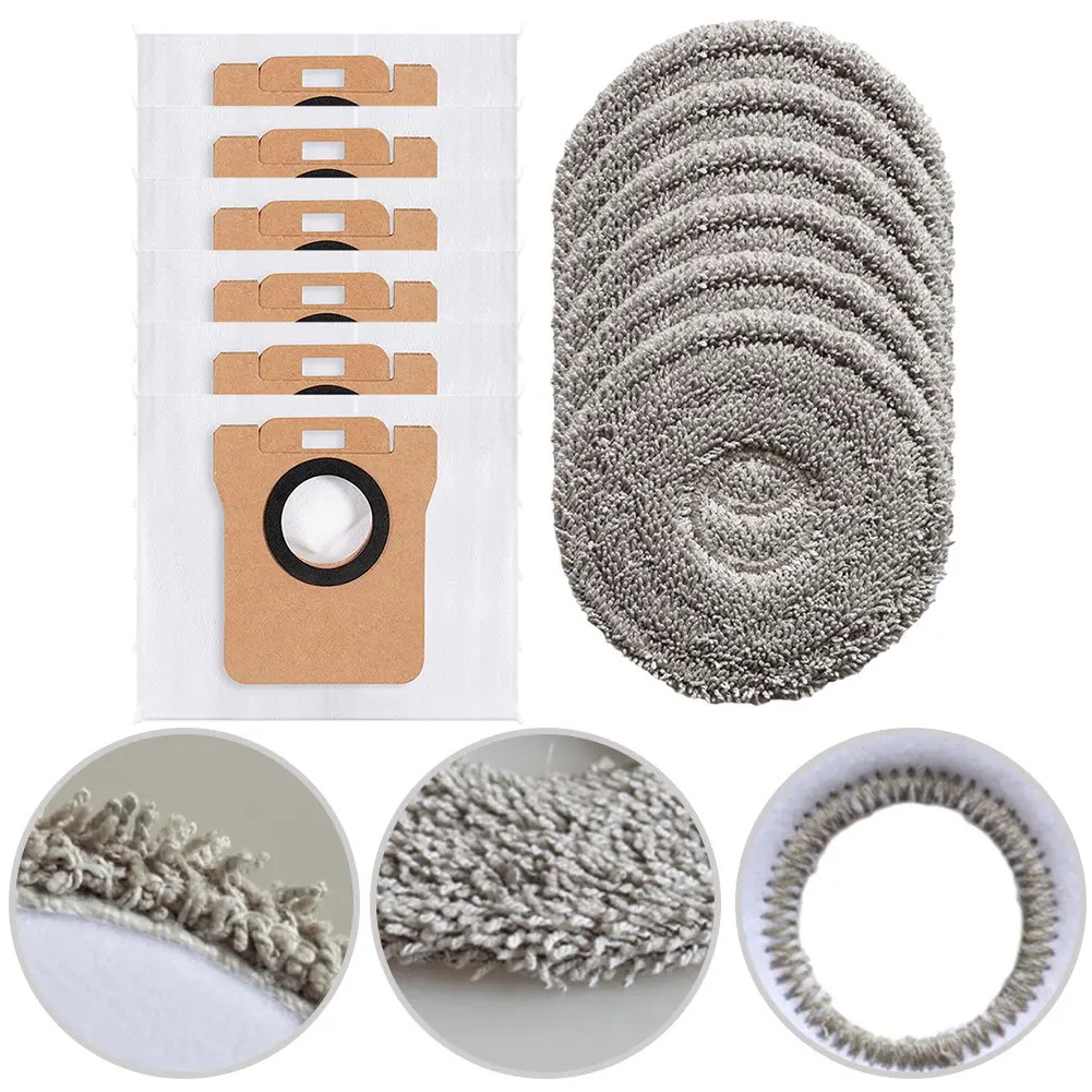For Xiaomi X20 Plus For Dreame For L10 Ultra Robot Vacuum 6 Mop Pads 6 Dust Bags Mop Cloth Dust Bags Kit