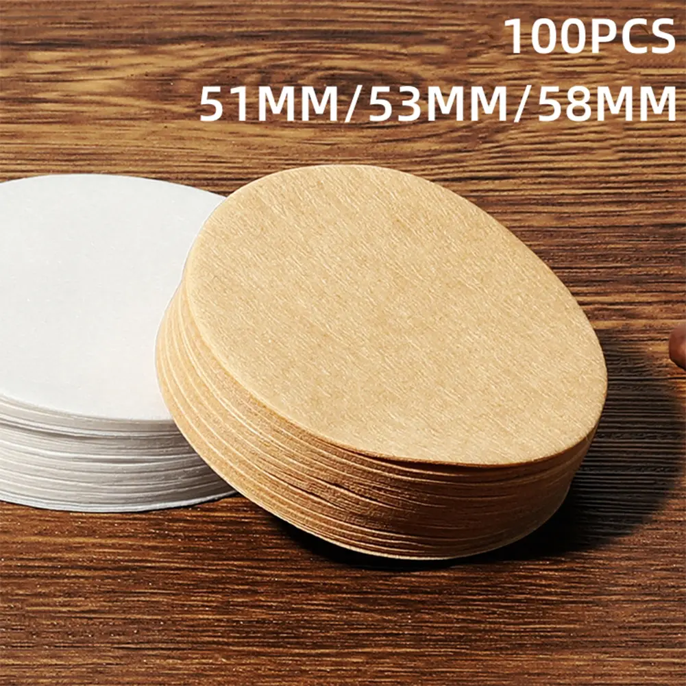 Powder Bowl Filters Coffee Filter Paper White/Brown 100 Pcs 51mm/53mm/58mm For Espresso Coffee Maker Good Toughness
