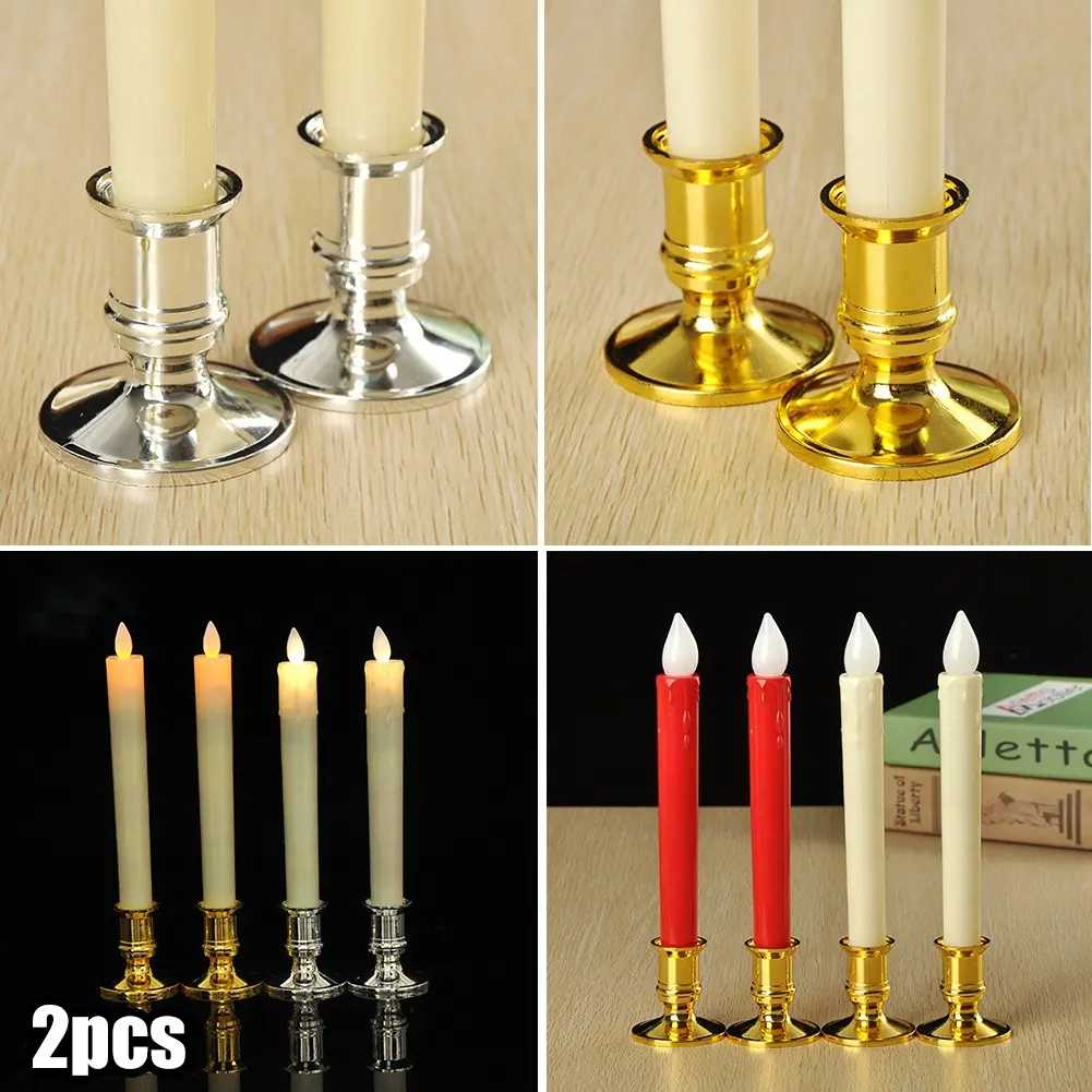 2pcs Taper Candle Holders Candlestick Silver Gold Rod Wax Base For Wedding Party Festival Candlestick Home Decor Candle Holders