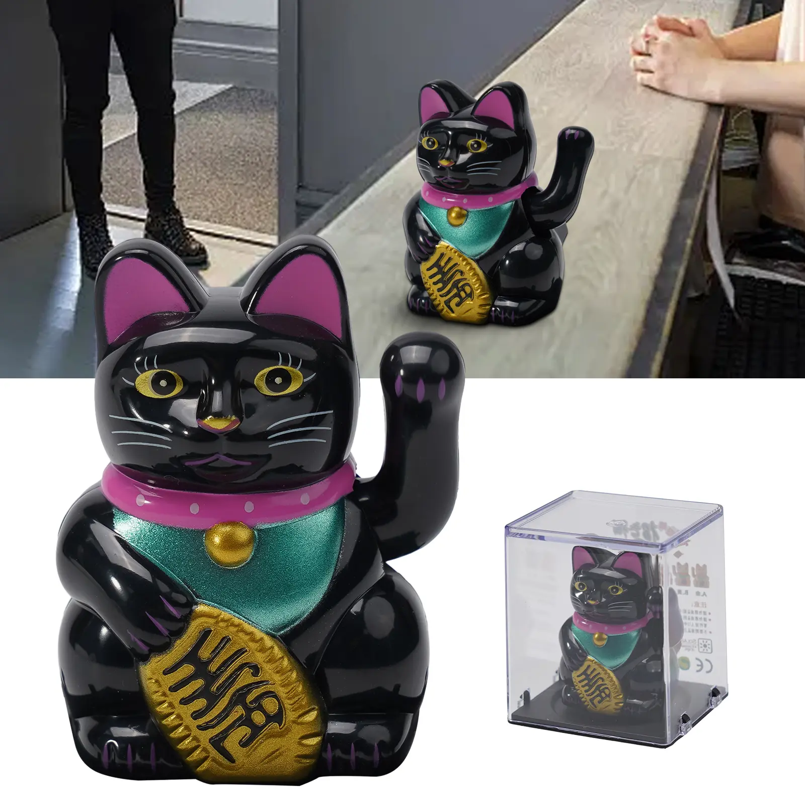 High Quality Lucky Cat Ornament Car Dashboard Decor Vehicle Accessories Automatic Waving Cartoon Decoration Interior
