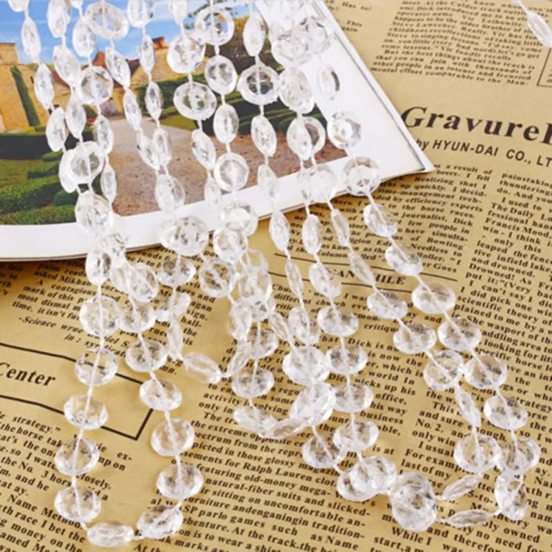 10M Acrylic Crystal Bead Curtain Clear Garland Strand Hanging Chains For Party Wedding Window Balcony Garden DIY Decoration