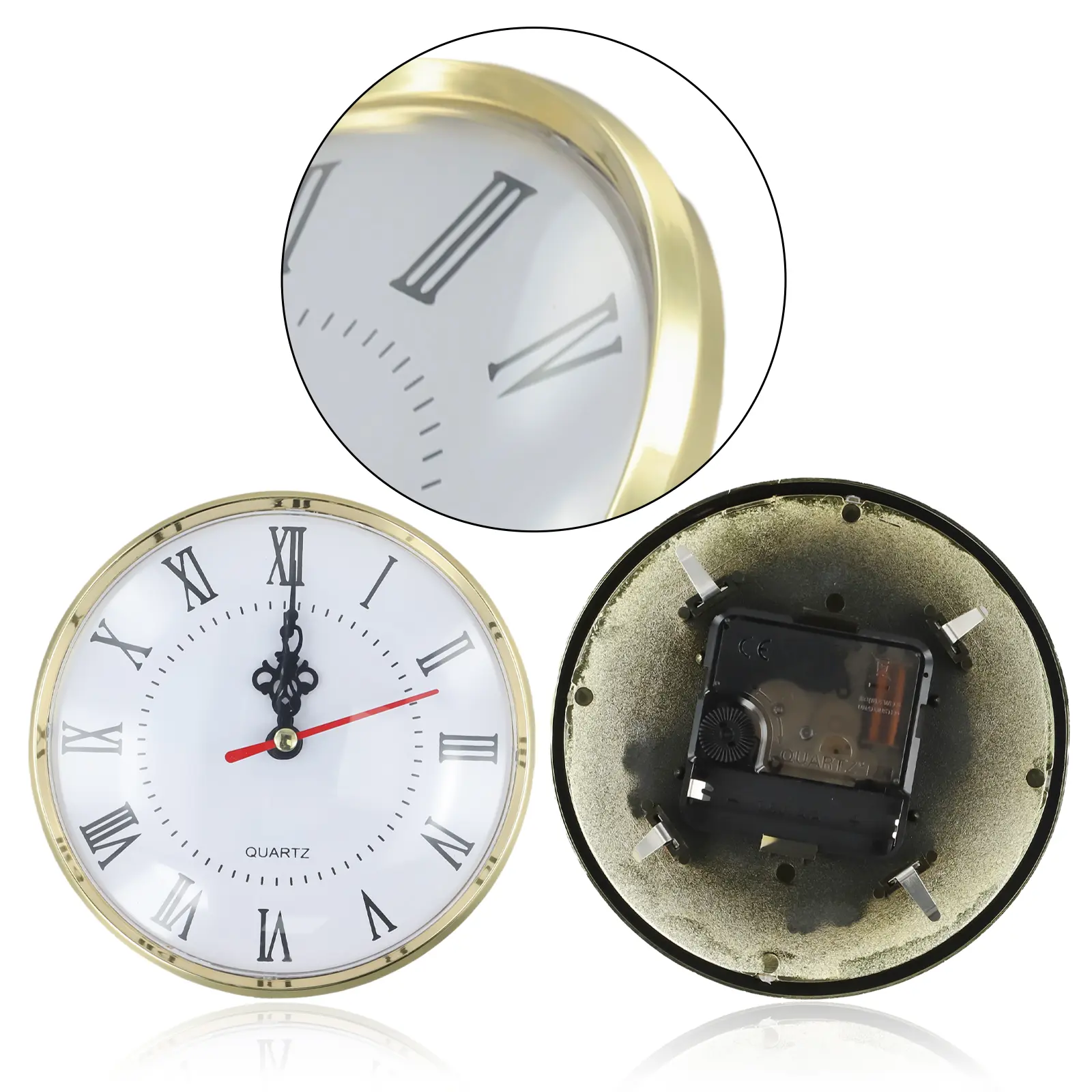 130MM Quartz Movement Round Clocks Head Insert Roman Number Craft Clock Bedside Antique Watch Desk Decoration Table DIY Parts