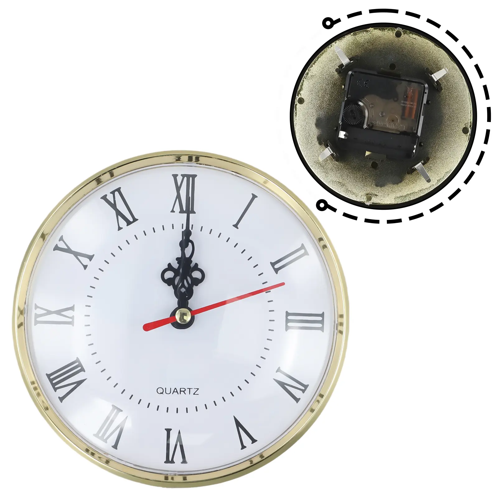 130MM Quartz Movement Round Clocks Head Insert Roman Number Craft Clock Bedside Antique Watch Desk Decoration Table DIY Parts