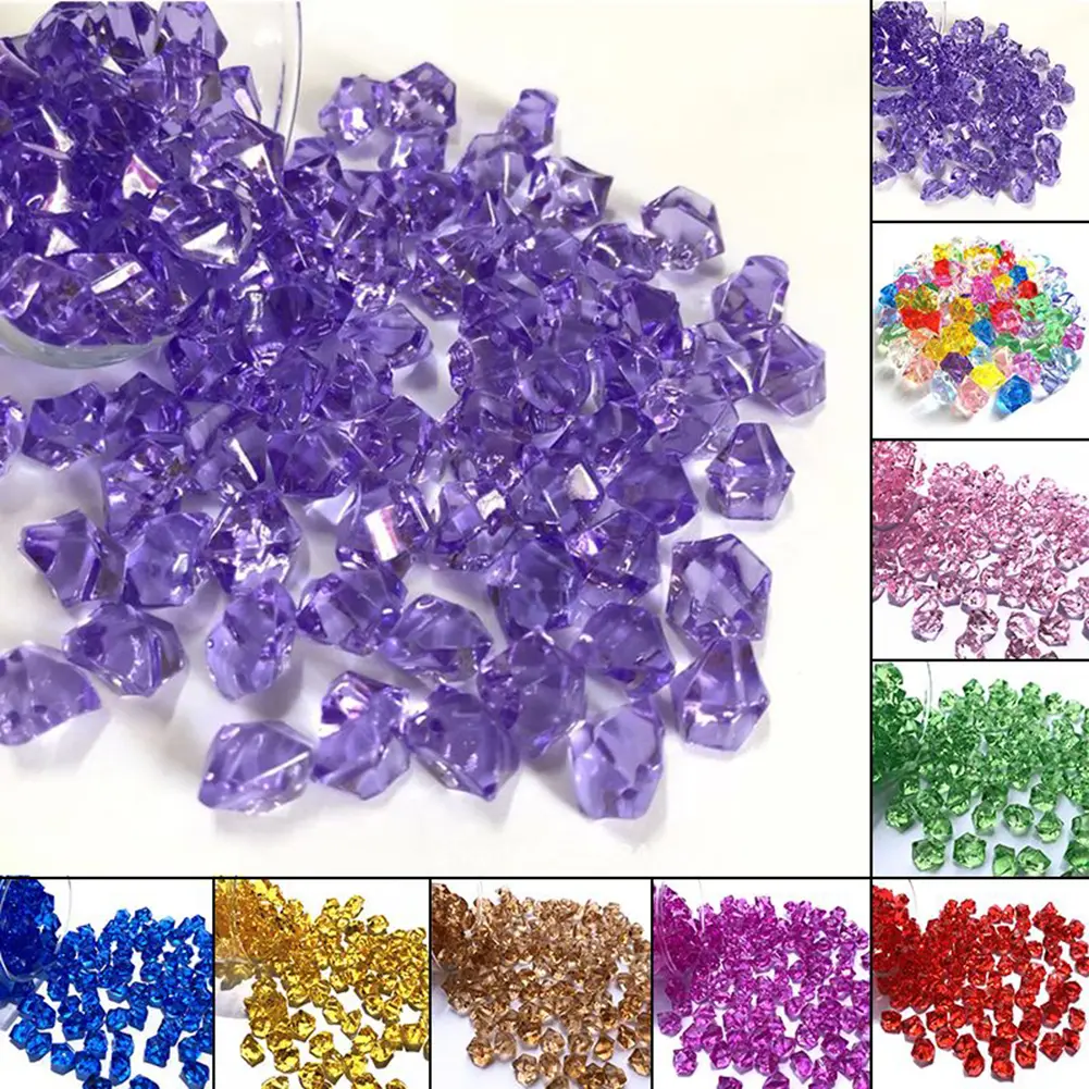 200PCS 6x9mm Acrylic Gem Stone Ice Grain Colorful Plastic Jewels Crystal Diamonds Children For Vase Fish Tank DIY Decoration