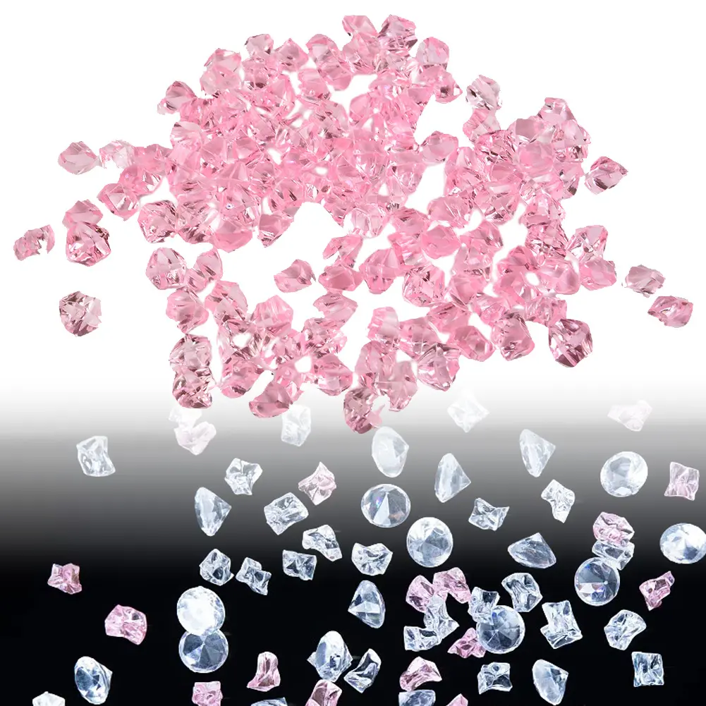 200PCS 6x9mm Acrylic Gem Stone Ice Grain Colorful Plastic Jewels Crystal Diamonds Children For Vase Fish Tank DIY Decoration