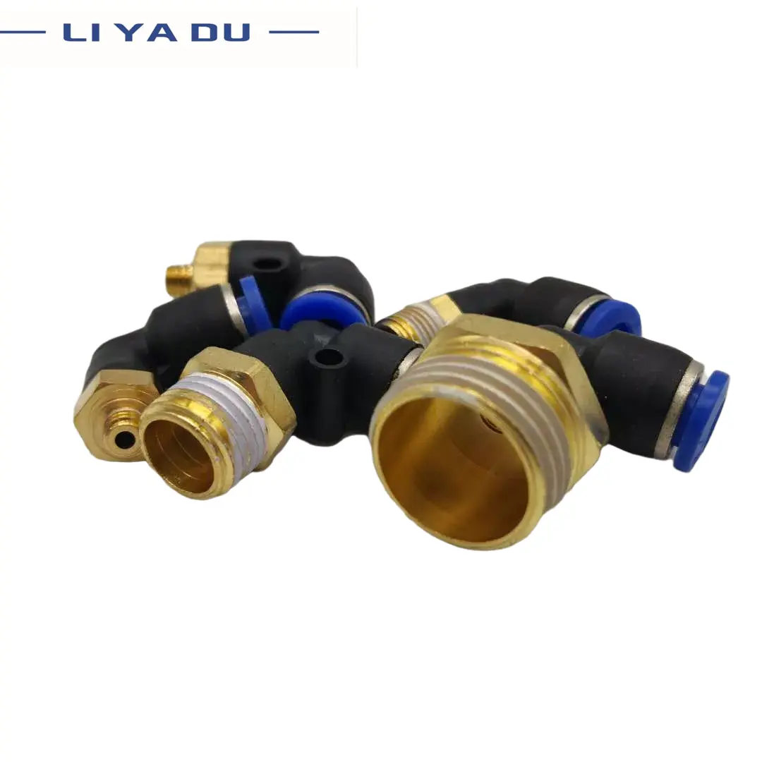 1pcs Pneumatic connector L Shape PL OD 4/6/8/10/12mm Hose Tube M5 6 1/8 1/4 3/8 1/2 BSPT Thread Air Elbow quick coupling Fitting